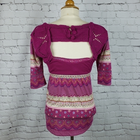 Anthro Free People Boho Sweater Knit Yoke … - Picture 5 of 9